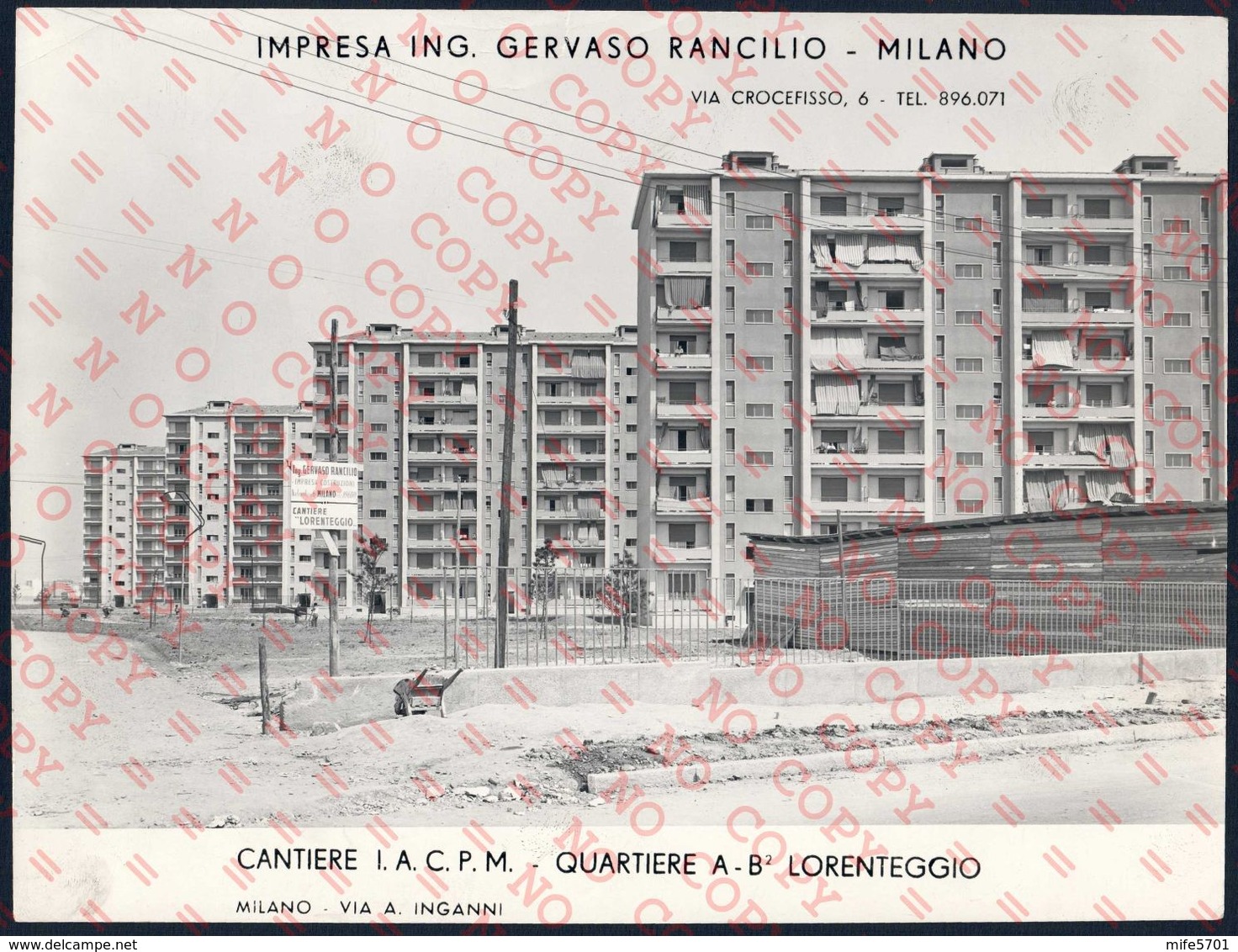 COMUNE DI MILANO - CANTIERE I.A.C.P.M. - QUARTIERE A B² LORENTEGGIO - VIA A. INGANNI - FOTOGRAFIA ORIGINALE - Lieux