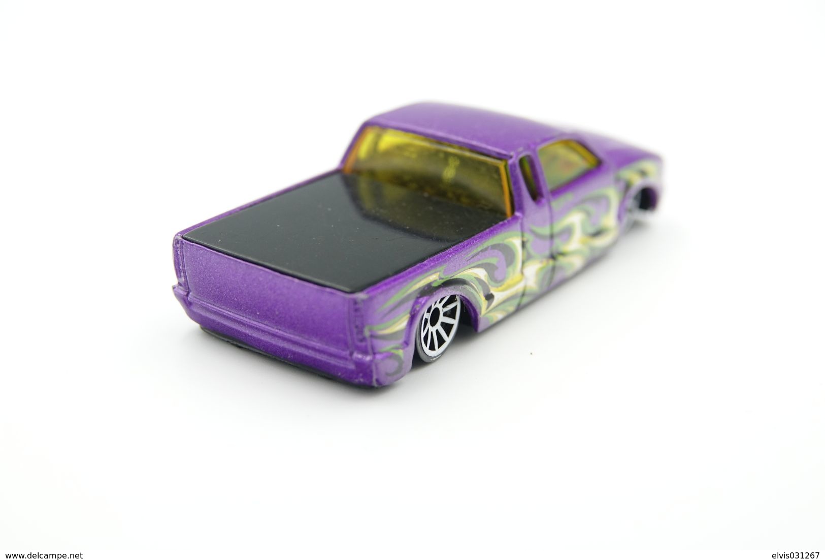 Hot Wheels Mattel Steel Flame Purple Lowrider Pickup Truck -  Issued 2002, Scale 1/64 - Matchbox (Lesney)