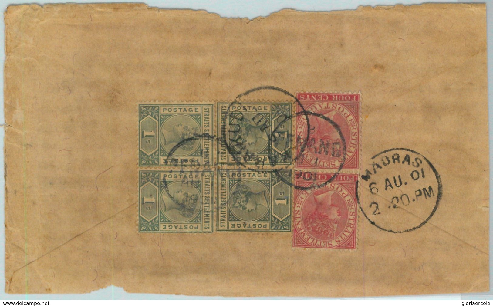 BK0319 - Straits Settlements - Postal History - COVER To MADRAS India 1901 - 1882-1901 Empire