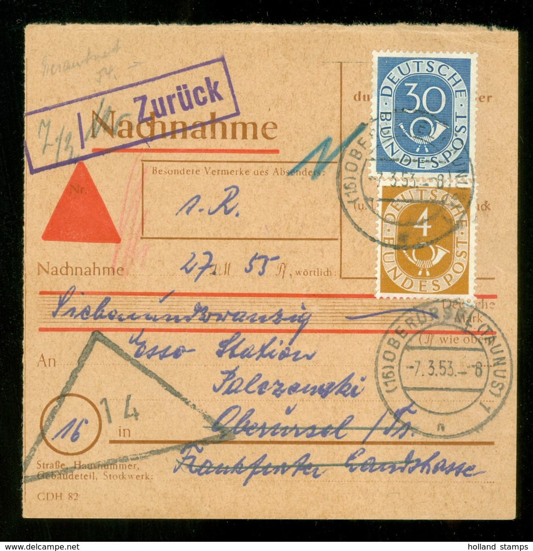 DEUTSCHES REICH NACHNAHME  Oberursel Aus  1953  (11.823kk) - Oberursel