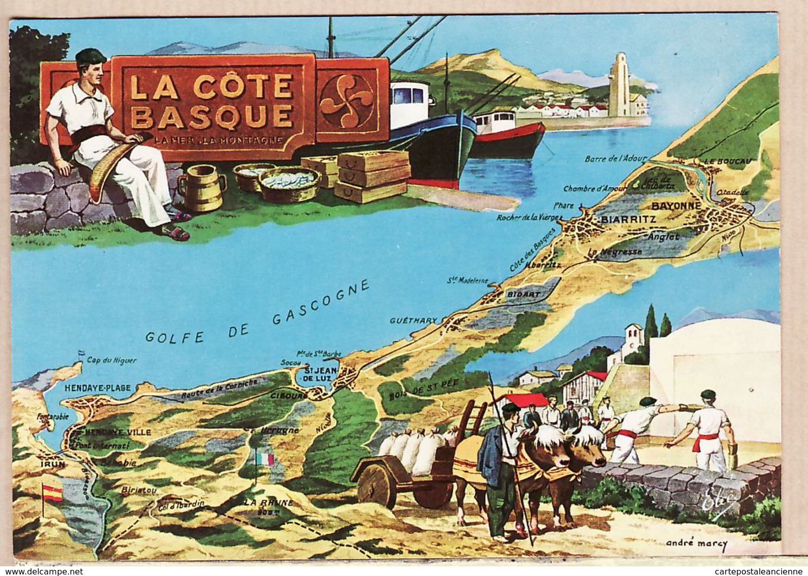 X64687 CHATAGNEAU N 2 - LA COTE BASQUE IRUN à LE BOUCAU Carte Géographique Illustration André MARCY - Other & Unclassified