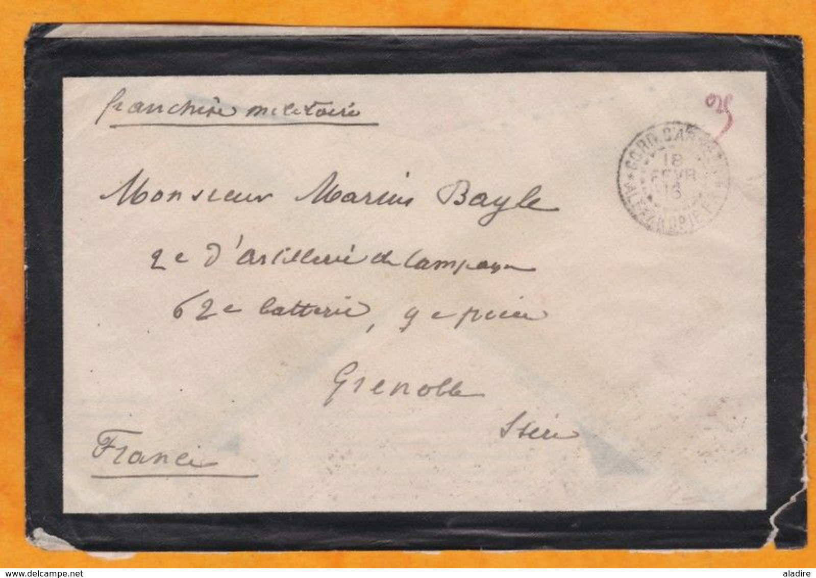 1916 - Enveloppe En FM Vers Grenoble - Correspondance D'Armée Alexandrie, Egypte - Cad Arrivée - Other & Unclassified