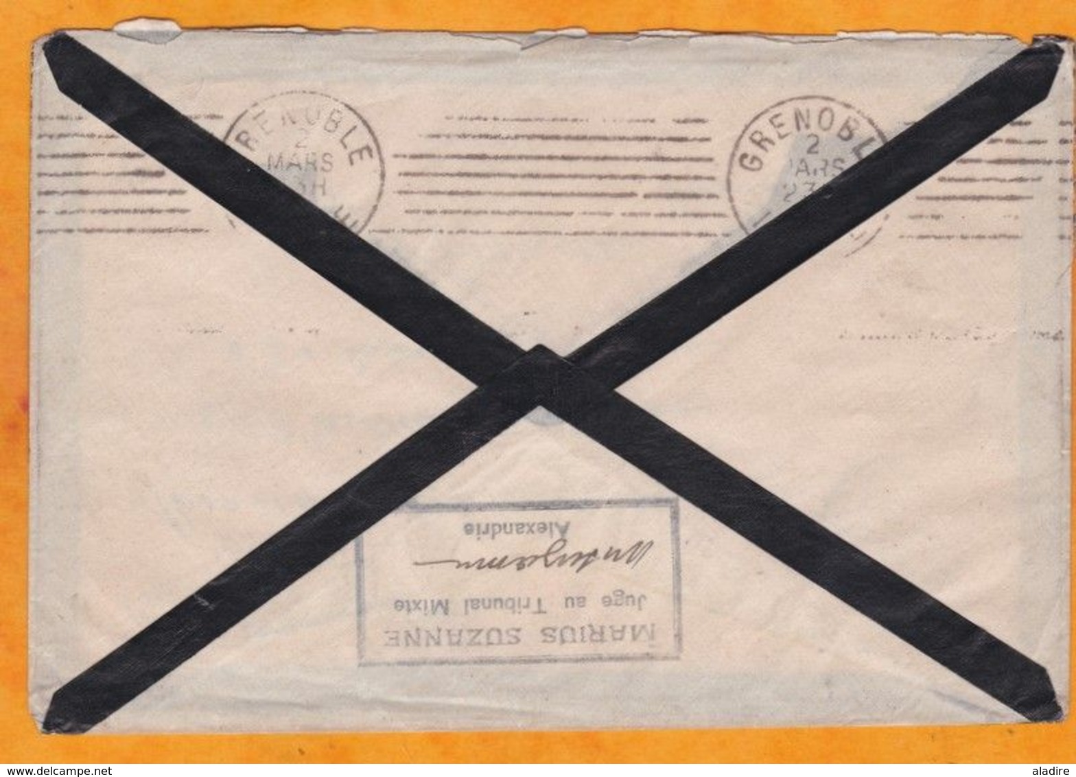 1916 - Enveloppe En FM Vers Grenoble - Correspondance D'Armée Alexandrie, Egypte - Cad Arrivée - Autres & Non Classés