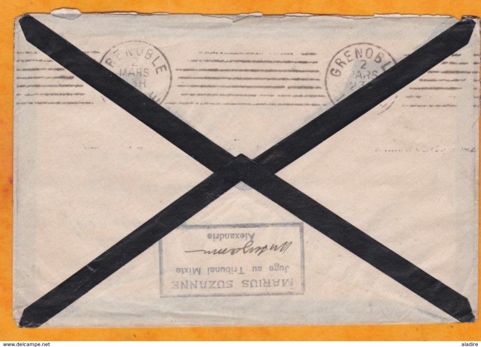 1916 - Enveloppe En FM Vers Grenoble - Correspondance D'Armée Alexandrie, Egypte - Cad Arrivée - Other & Unclassified