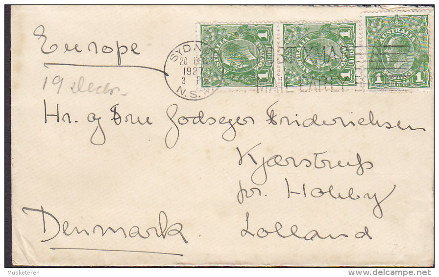 Australia CLIFTON GARDENS HOTEL  'Christmas Post Early' SYDNEY NSW 1927 Cover Brief KJÆRSTRUP Pr. HOLEBY Denmark 3x GV. - Autres & Non Classés