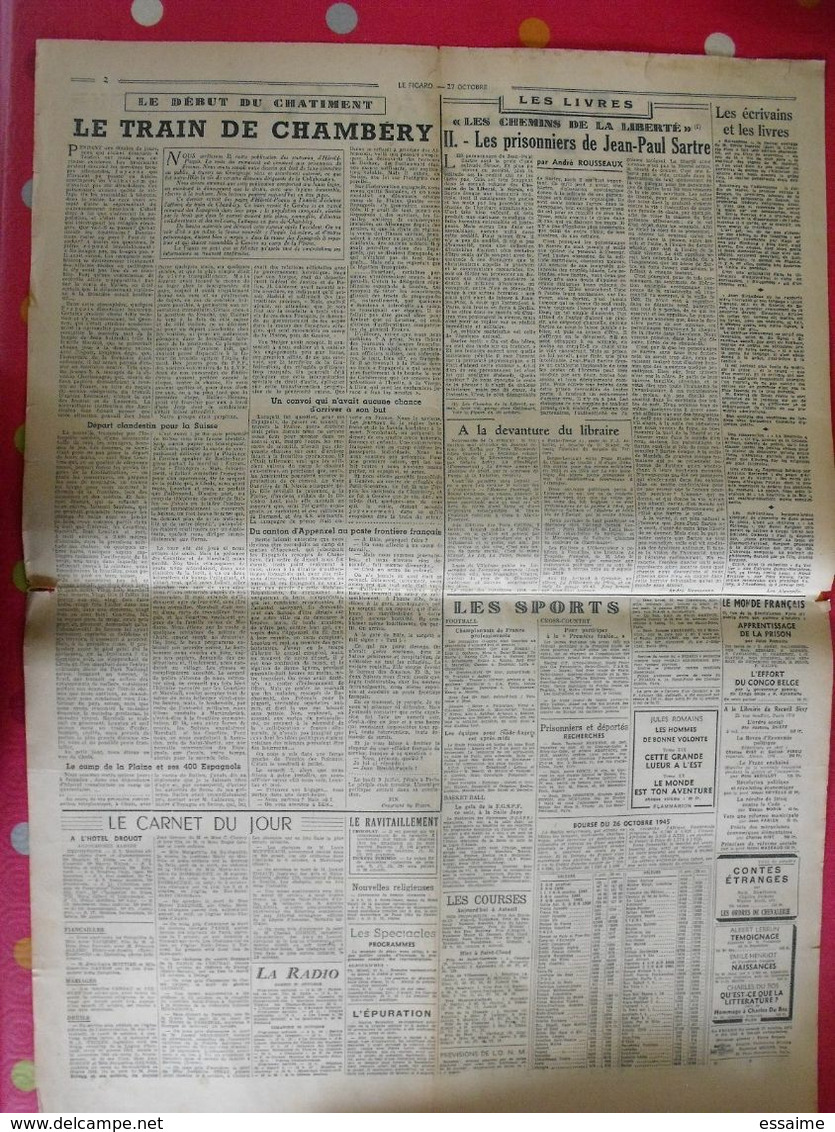 5 n° du Journal Le Figaro de 1945. De Gaulle résistance brigandage Laval Staline Churchill Syrie Liban Japon suicide ley