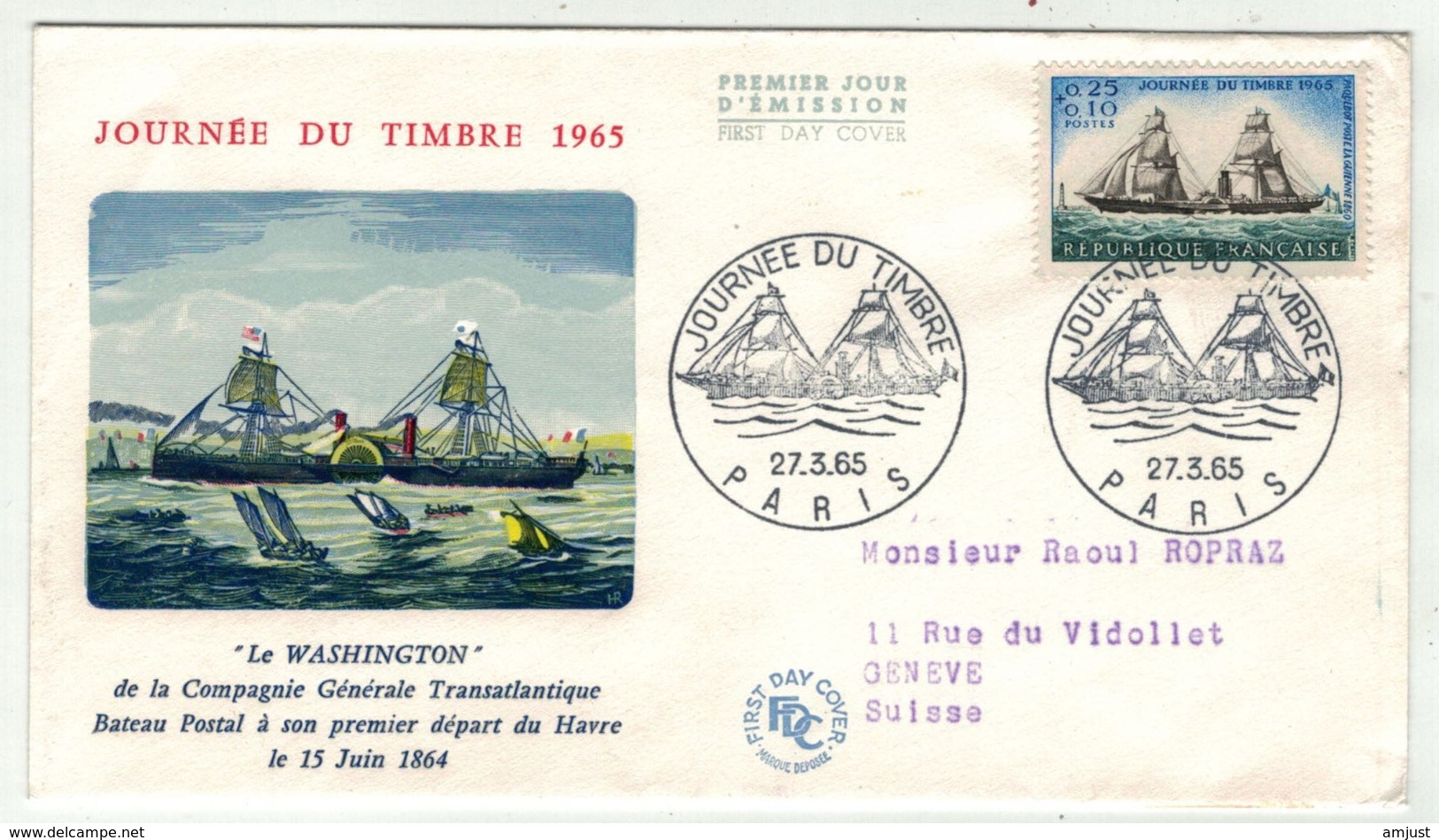 France // FDC // Journée Du Timbre 1965 Paris - Unclassified