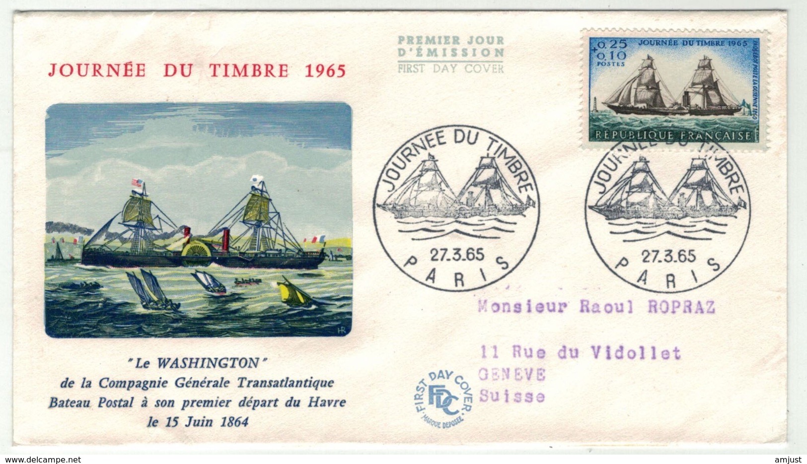 France // FDC // Journée Du Timbre 1965 Paris - 1960-1969