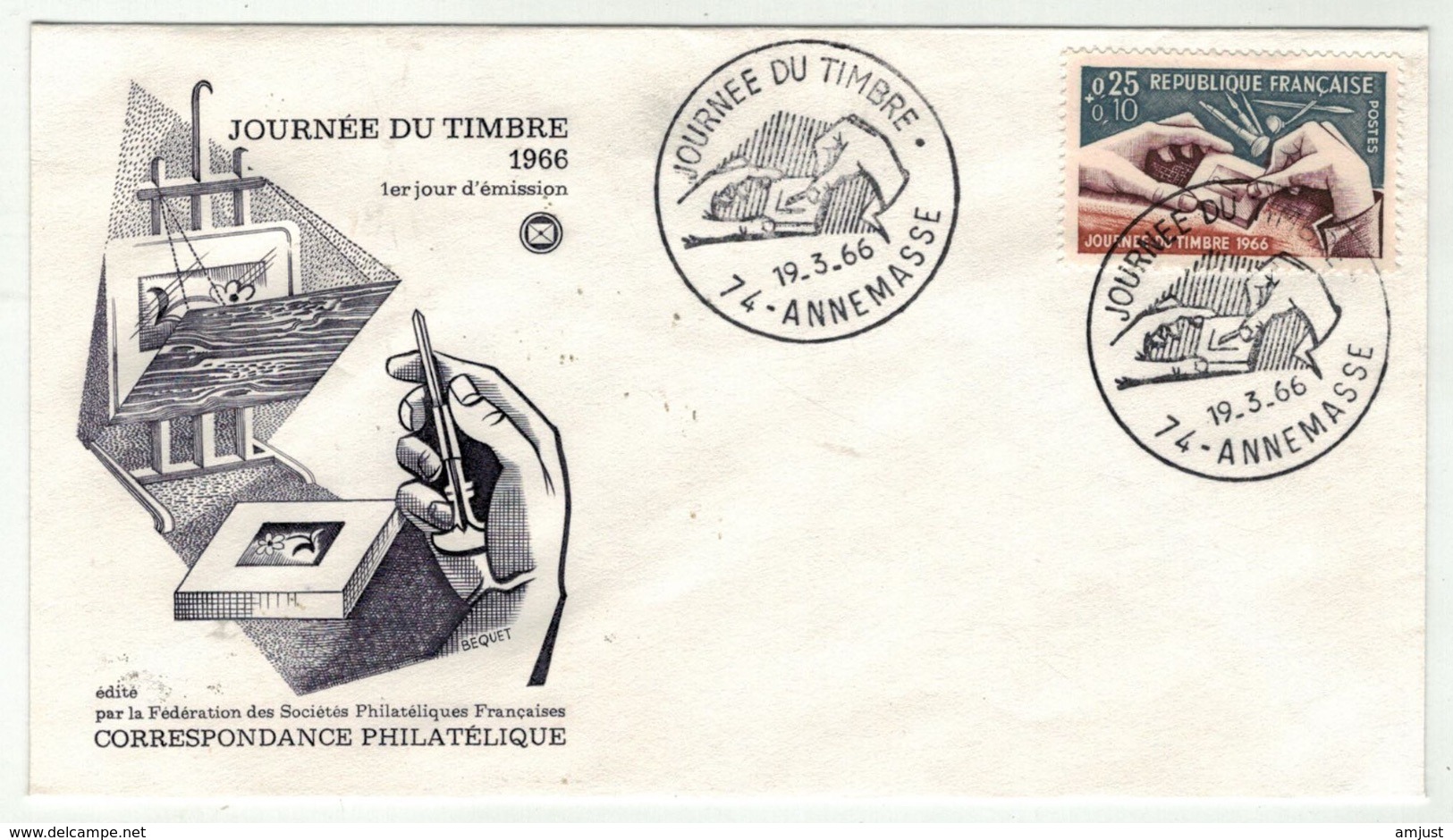 France // FDC // Journée Du Timbre 1966 Annemasse - 1960-1969