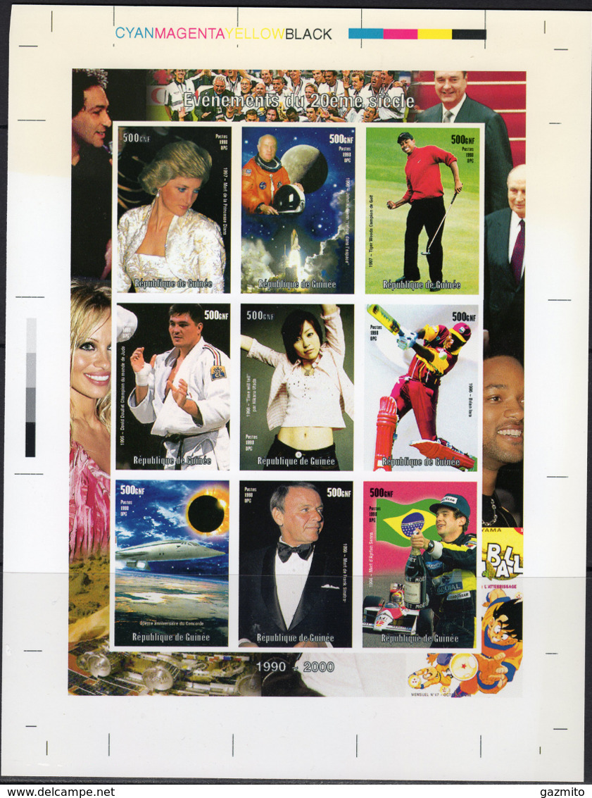 Guinea 1998, XXth Century, Diana, Space, Golf, Judo, Cricket, Eclipse, Concorde, CROMOLITE - Golf