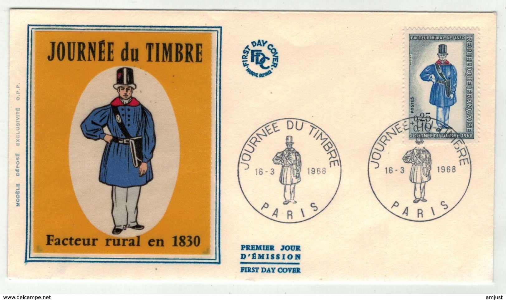 France // FDC // Journée Du Timbre 1968 Paris - 1960-1969