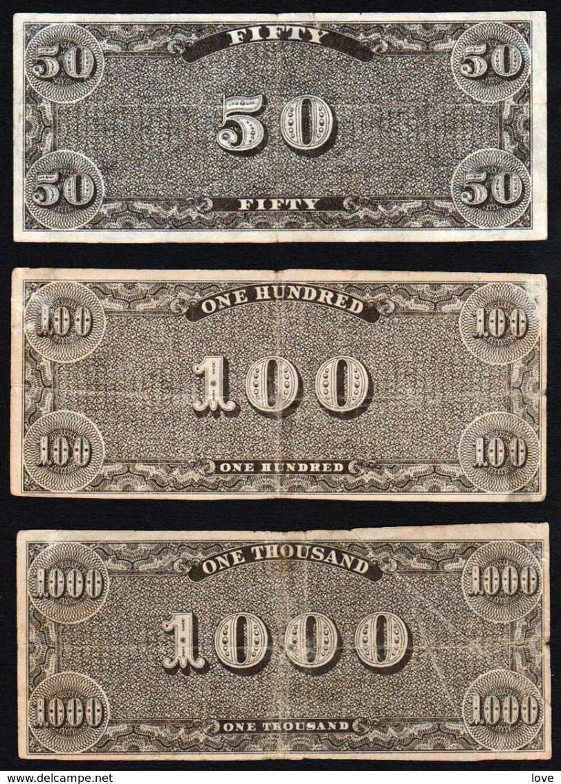 ETATS UNIS: Lot De 7 Billets Faux Anciens De 1$ à 1000$ (1861/1864). Etat: B/TB - Virginia