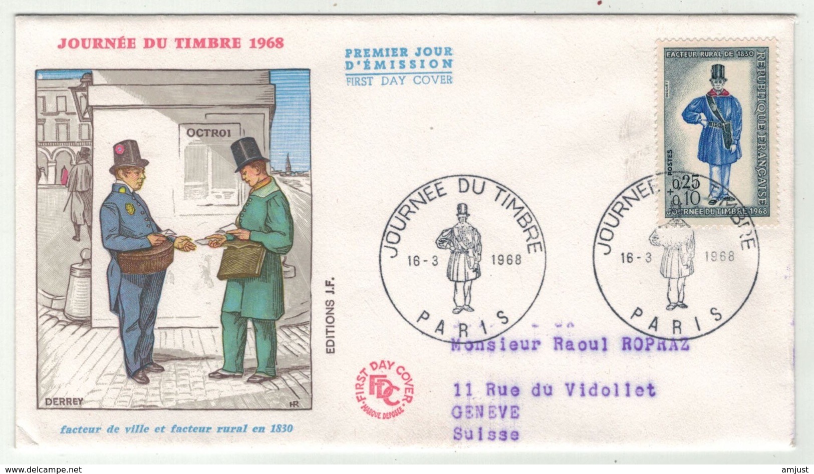 France // FDC // Journée Du Timbre 1968 Paris - 1960-1969