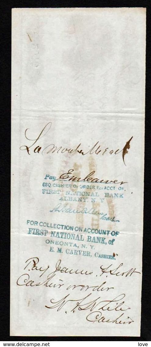 ETATS UNIS: Billet Illustré De The First National Bank Of New- York De 1873. Superbe - New York