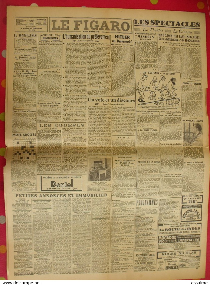 4 N° Du Journal Le Figaro De 1948. Louis Jouvet Inde Jules Moch Siegfried Schumann De Gaulle - Andere & Zonder Classificatie