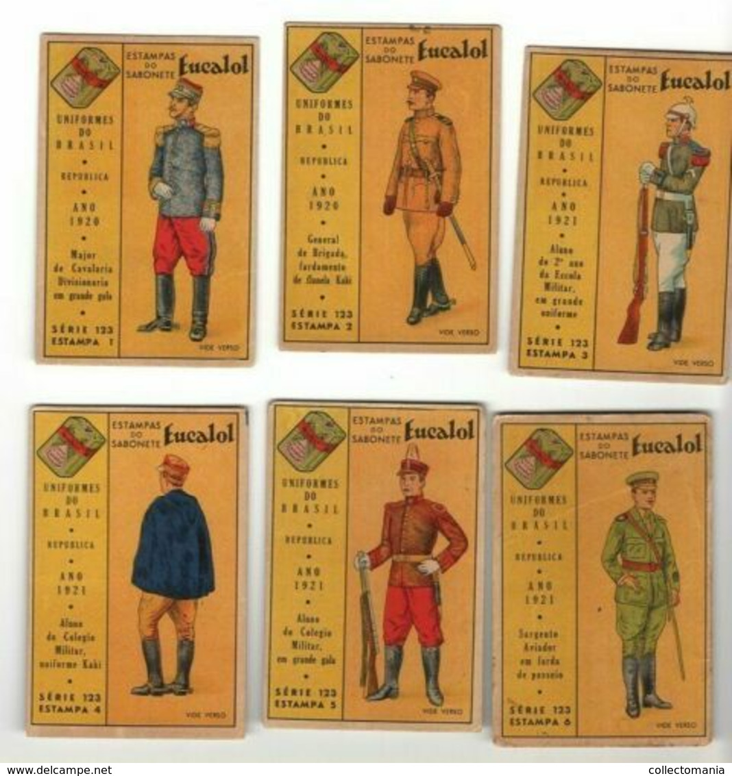 60 estampas soldato RIO dental PUB 1937 EUCALOL 1890/1921 UNIFORMES DO BRASIL army military soldiers