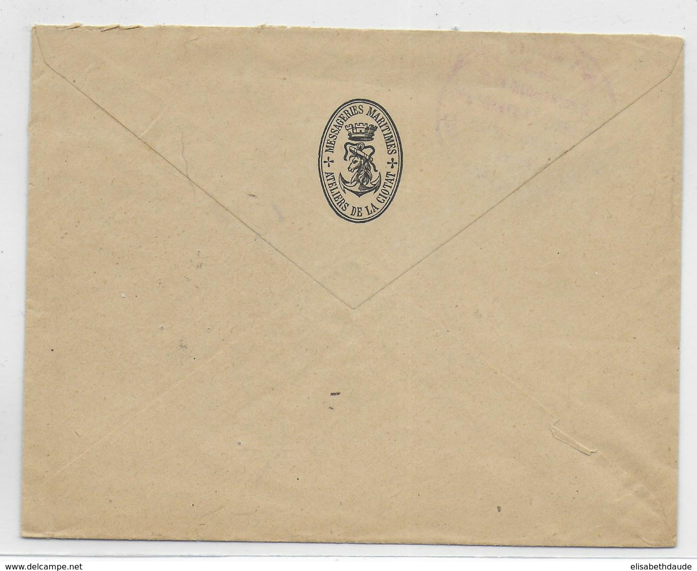 1915 - SEMEUSE PERFOREE MM Sur ENVELOPPE Des MESSAGERIES MARITIMES ATELIERS De La CIOTAT (BOUCHES DU RHONE) - Other & Unclassified