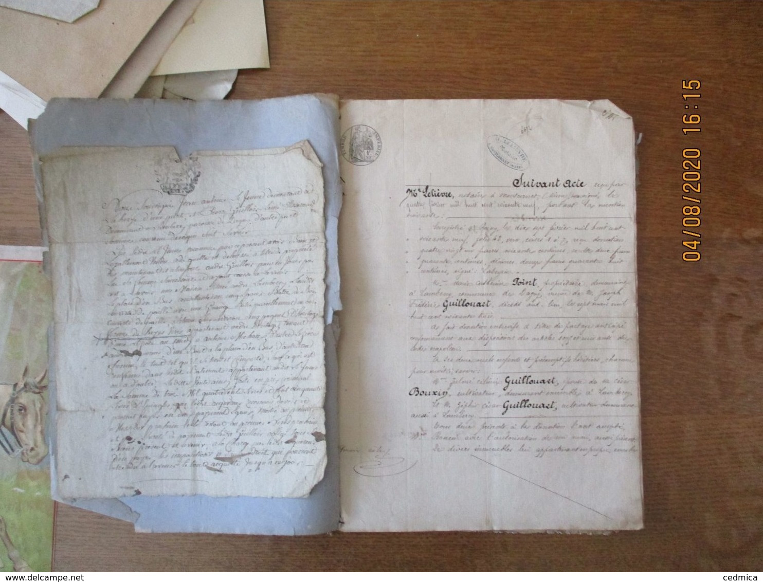 4 FEVRIER 1869 LAMBERCY DONATION A TITRE DE PARTAGE ANTICIPE PAR MME GUILLOUART-POINT A SES 2 ENFANTS JULME ET ZEPHIR - Manoscritti