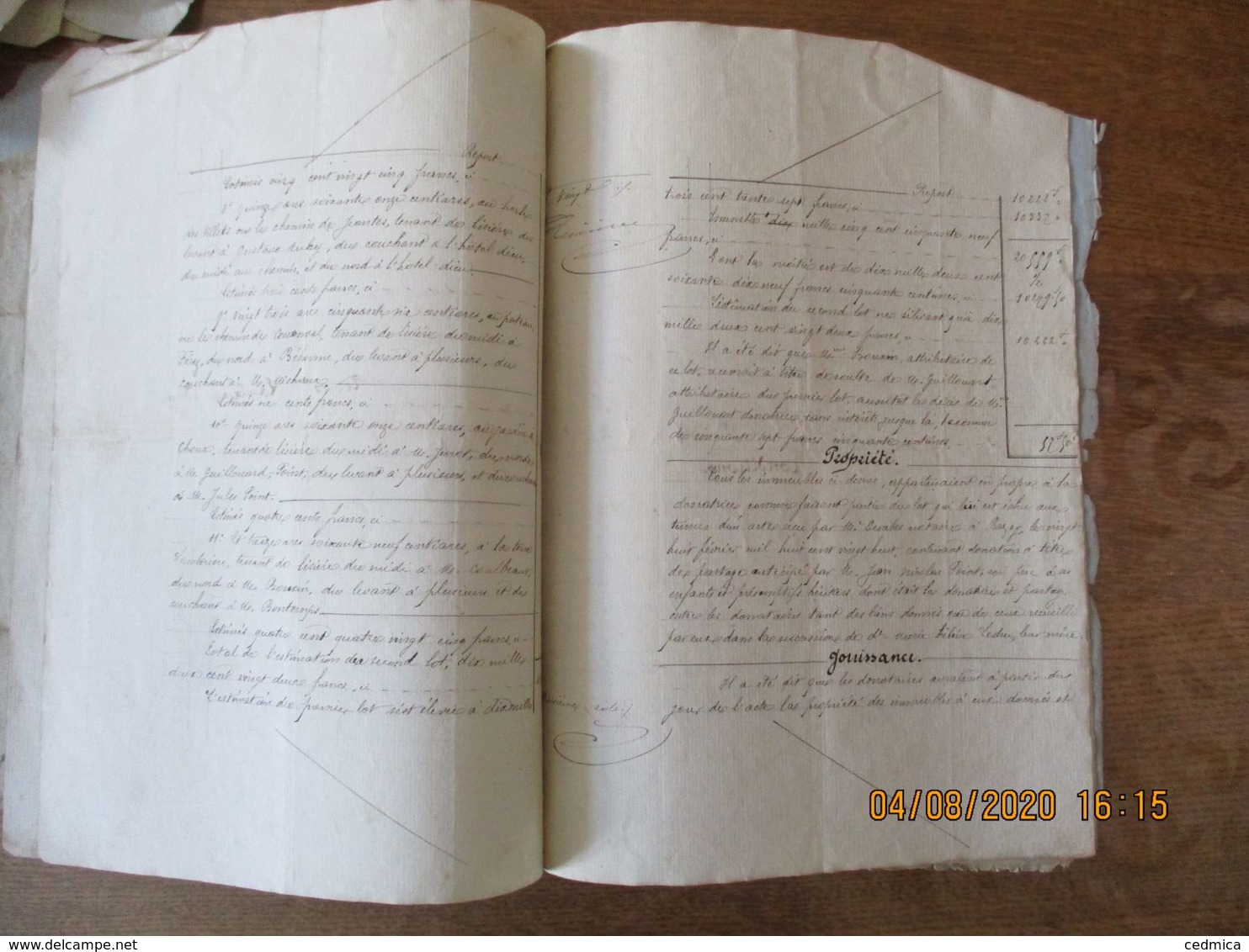 4 FEVRIER 1869 LAMBERCY DONATION A TITRE DE PARTAGE ANTICIPE PAR MME GUILLOUART-POINT A SES 2 ENFANTS JULME ET ZEPHIR - Manoscritti