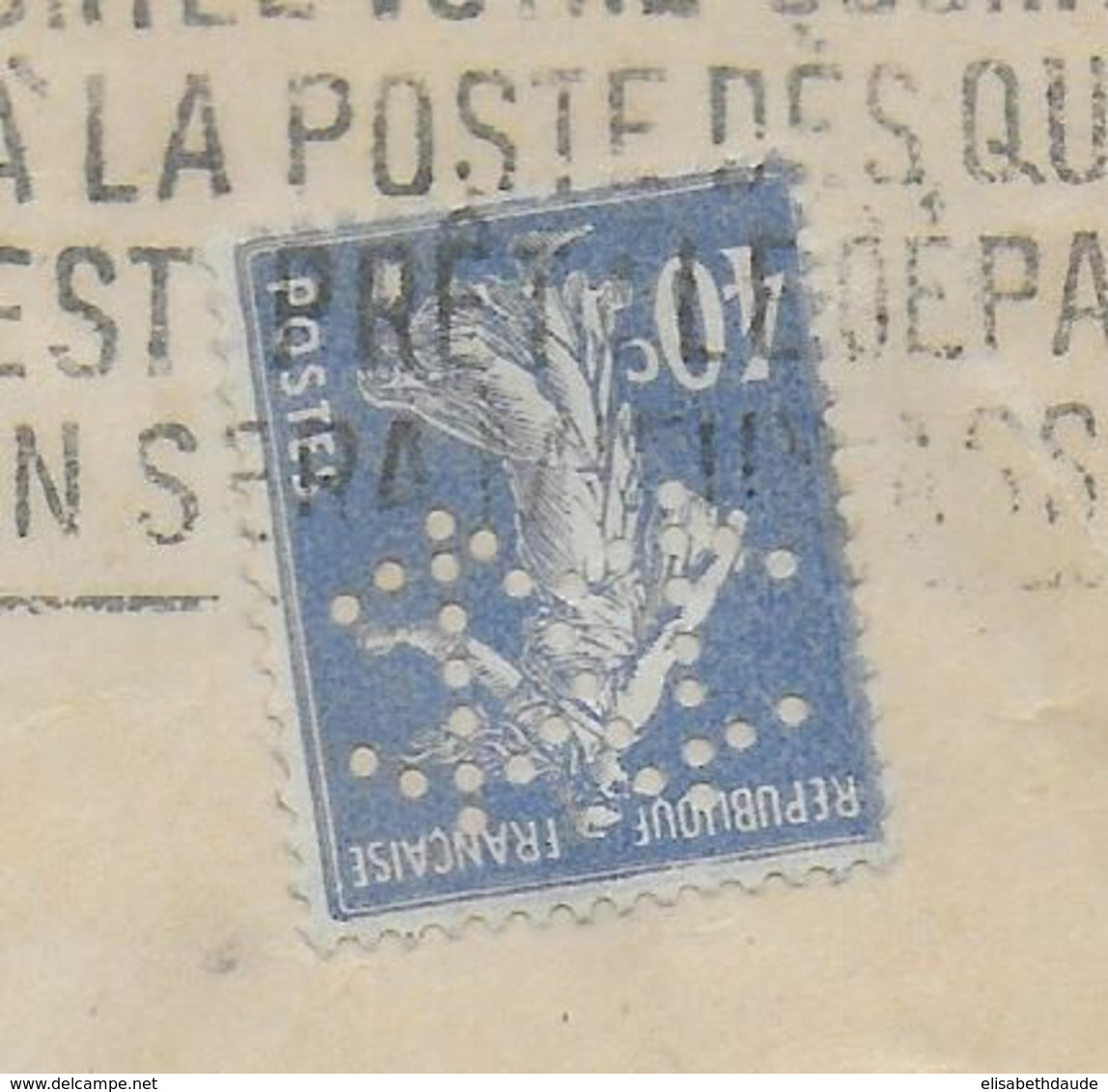 1929 - SEMEUSE PERFOREE  Sur ENVELOPPE MAISON NEYRET De PARIS - Other & Unclassified