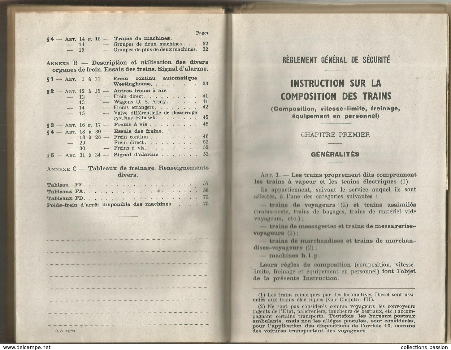 Société Nationale Des CHEMINS DE FER FRANCAIS  , Instruction Sur La Composition Des Trains ,1947 , Frais Fr 4.95 E - Other & Unclassified