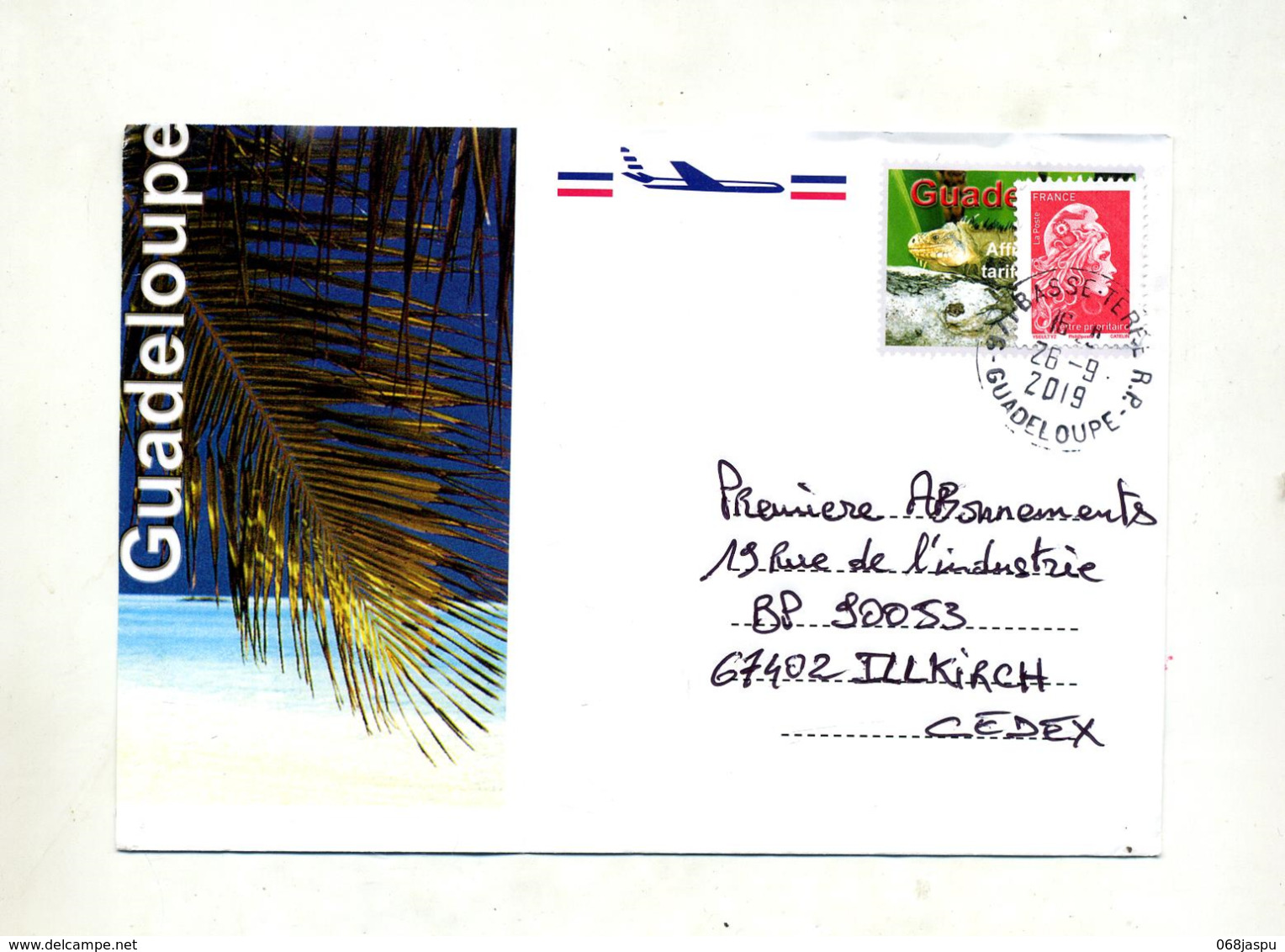 Lettre Cachet Basse Terre  Illustré Crocodile  Tillet - Handstempel