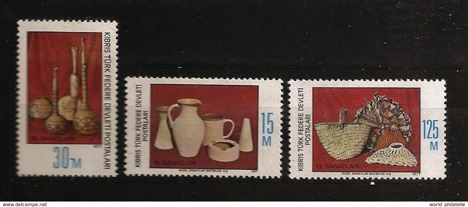 Turquie Chypre Turc RTCN 1977 N° 34 / 6 ** Artisanat, Poterie, Art, Tressage, Pichet, Vase Sac à Main Rotin Savoir-faire - Andere & Zonder Classificatie