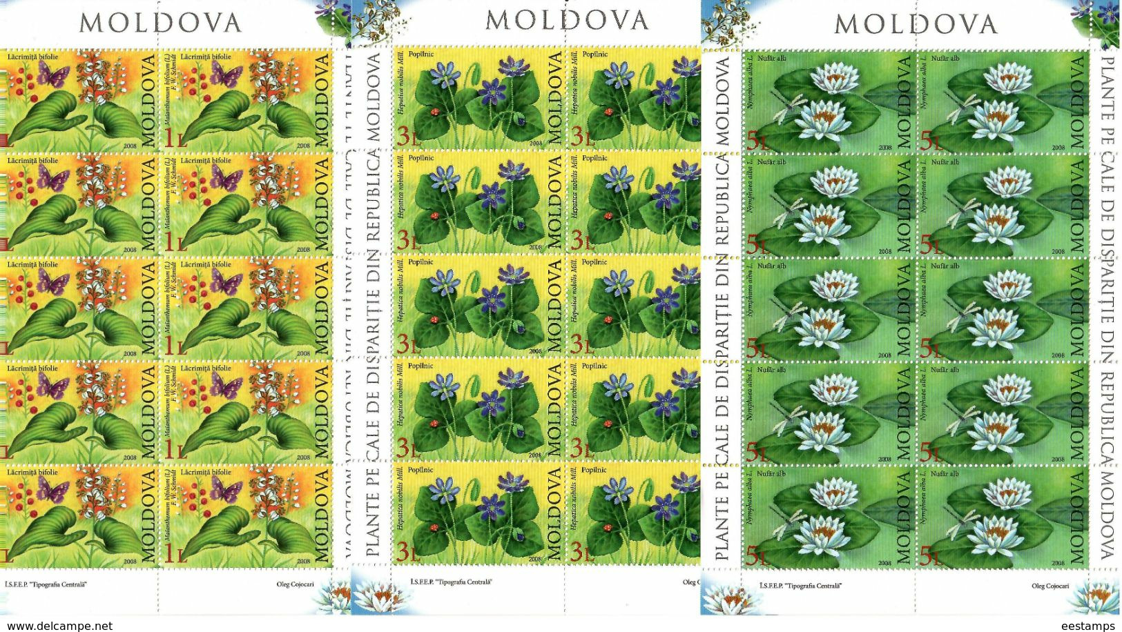 Moldova 2008. Flowers(Butterflies). 3 M/S Of 10 . Michel # 616-18 KB - Moldavie