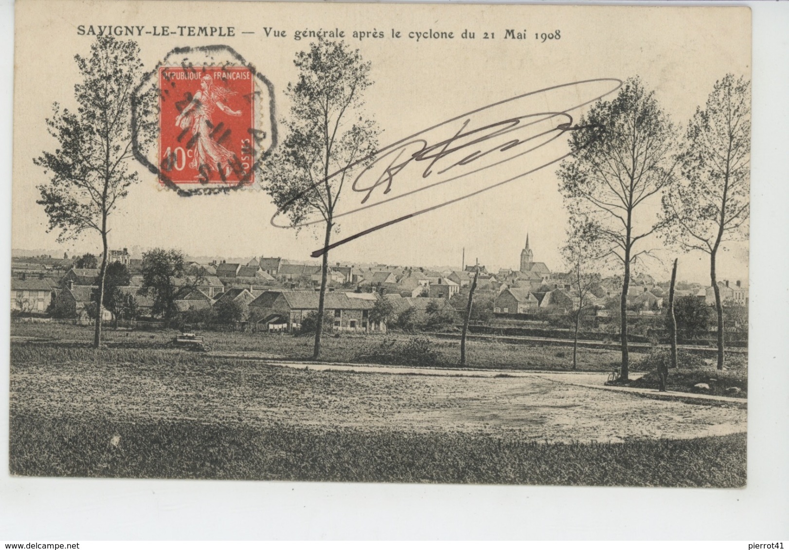 SAVIGNY LE TEMPLE - Vue Générale Après Le Cyclone Du 21 Mai 1908 - Savigny Le Temple