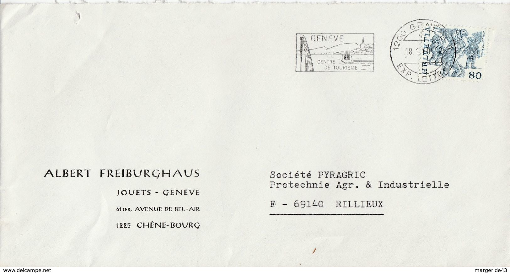 SUISSE SEUL SUR LETTRE POUR LA FRANCE 1980 - Otros & Sin Clasificación