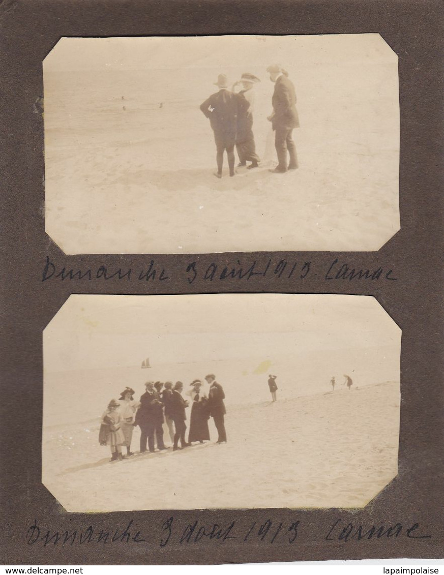 2 Photographies Originales Particulier 1913 Morbihan Carnac Famille A La Plage 3 Août 1919 Ref 1073 - Altri & Non Classificati