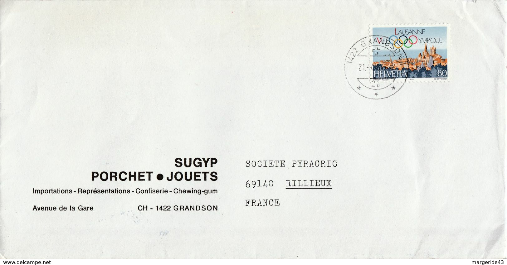 SUISSE SEUL SUR LETTRE POUR LA FRANCE 1984 - Other & Unclassified