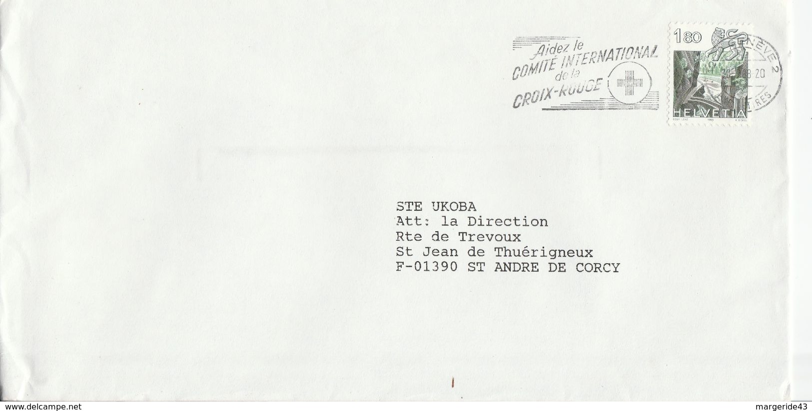 SUISSE SEUL SUR LETTRE POUR LA FRANCE 1988 - Autres & Non Classés