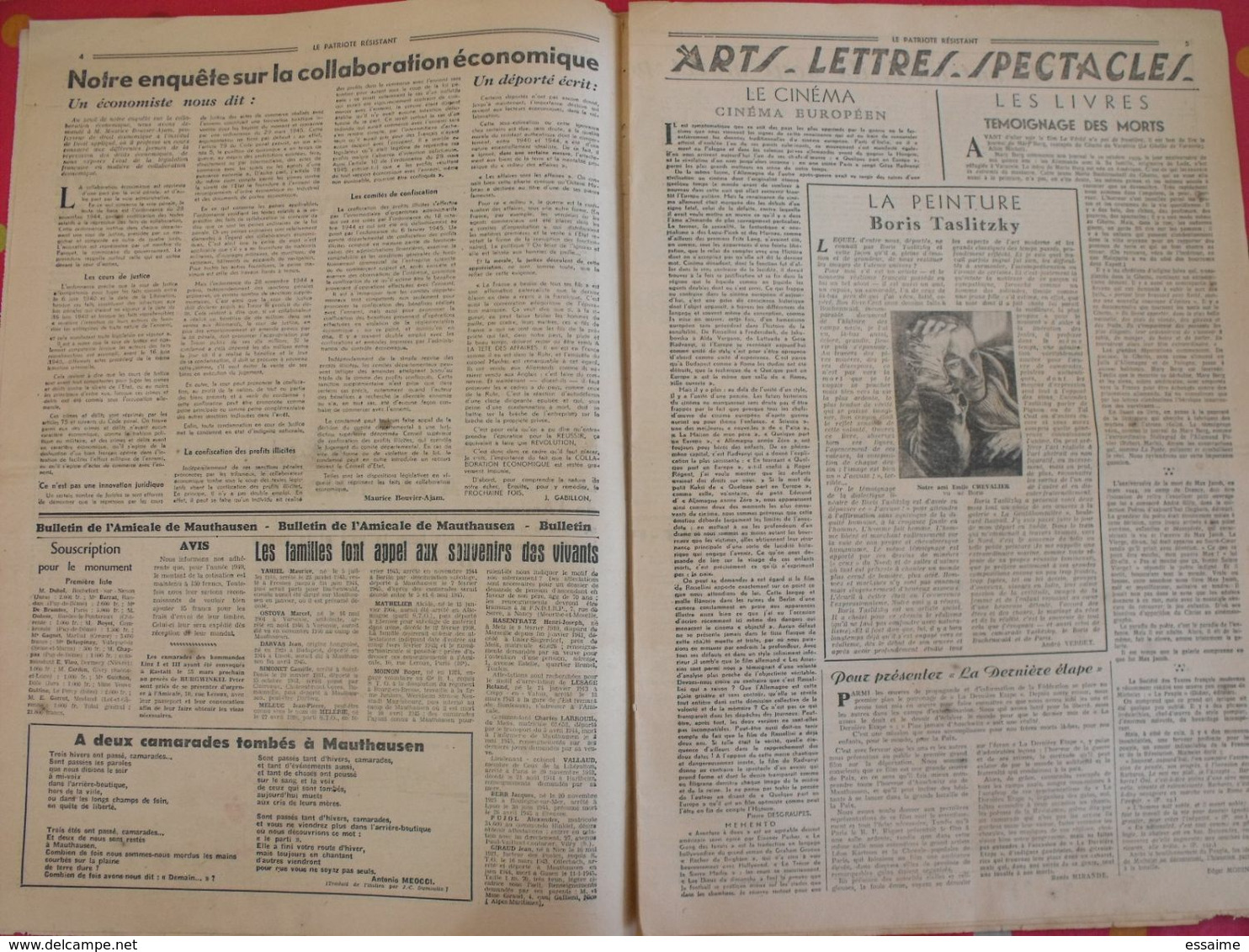 Journal Le Patriote Résistant N° 72 Du 14 Mars 1949. Résistants Internés Déportés Buchenwald Résistance - Autres & Non Classés