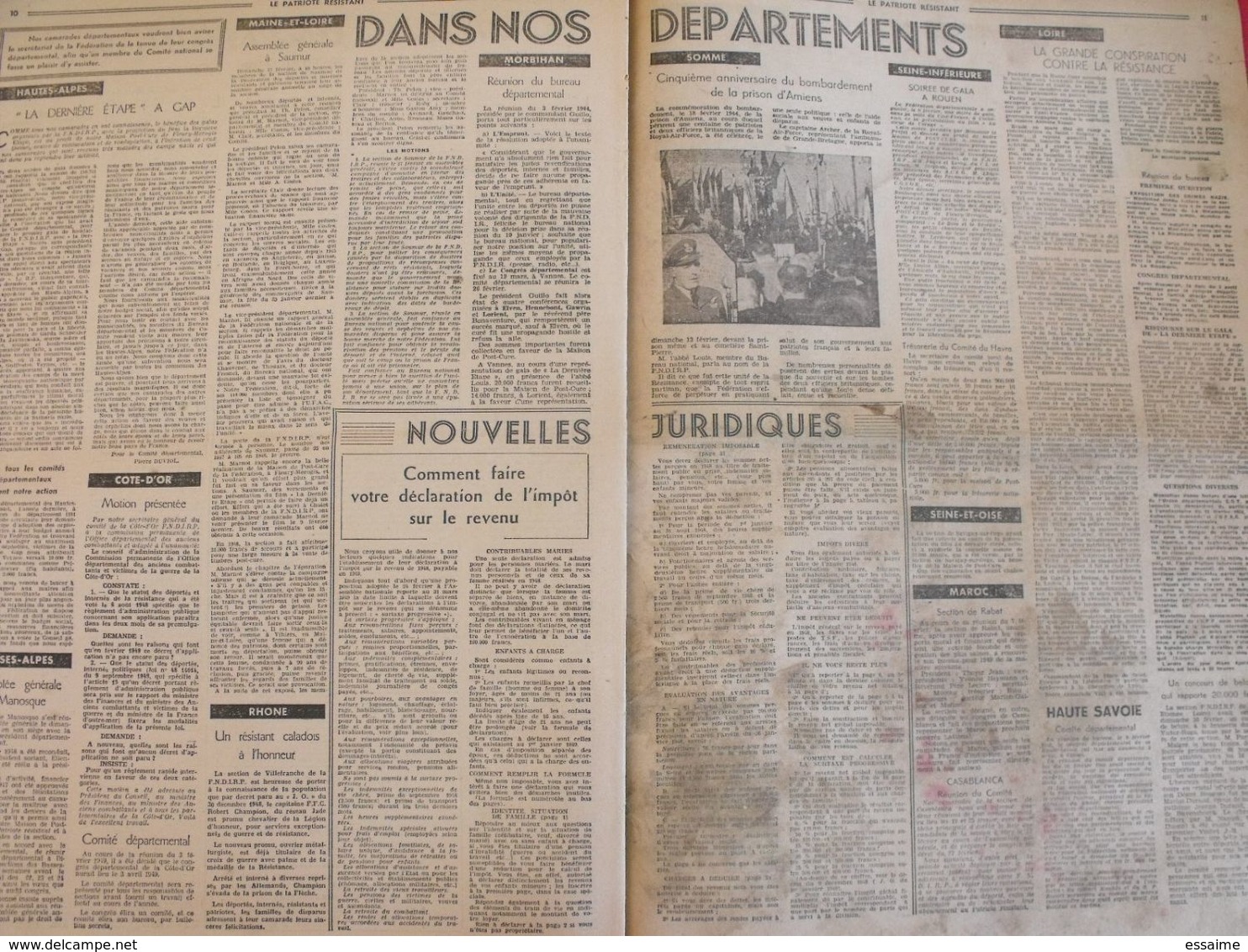 Journal Le Patriote Résistant N° 72 Du 14 Mars 1949. Résistants Internés Déportés Buchenwald Résistance - Autres & Non Classés