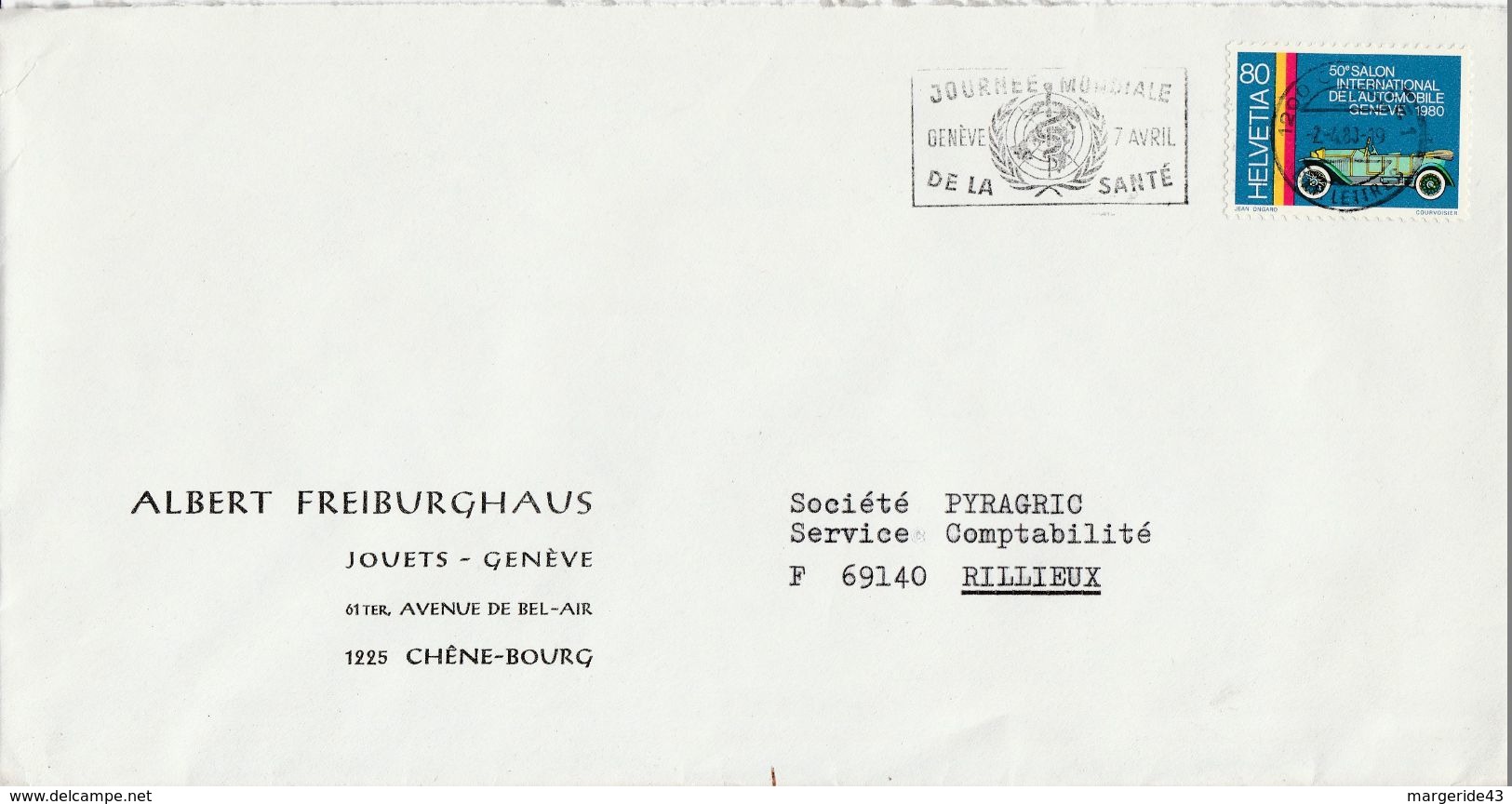 SUISSE SEUL SUR LETTRE POUR LA FRANCE 1990 - Sonstige & Ohne Zuordnung