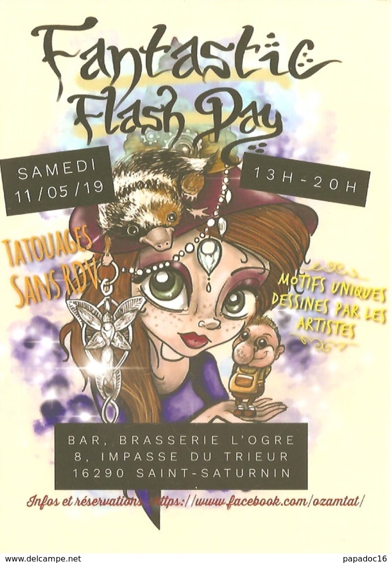 Flyer - Fantastic Flash Day - Tatouages - St-Saturnin [16) - 11 Mai 2019 - Publicidad