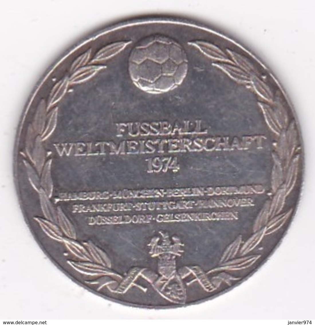 Medaille En Argent (999,9) Fussball Weltmeisterschaft 1974 München Coupe Du Monde Football Munich - Sonstige & Ohne Zuordnung