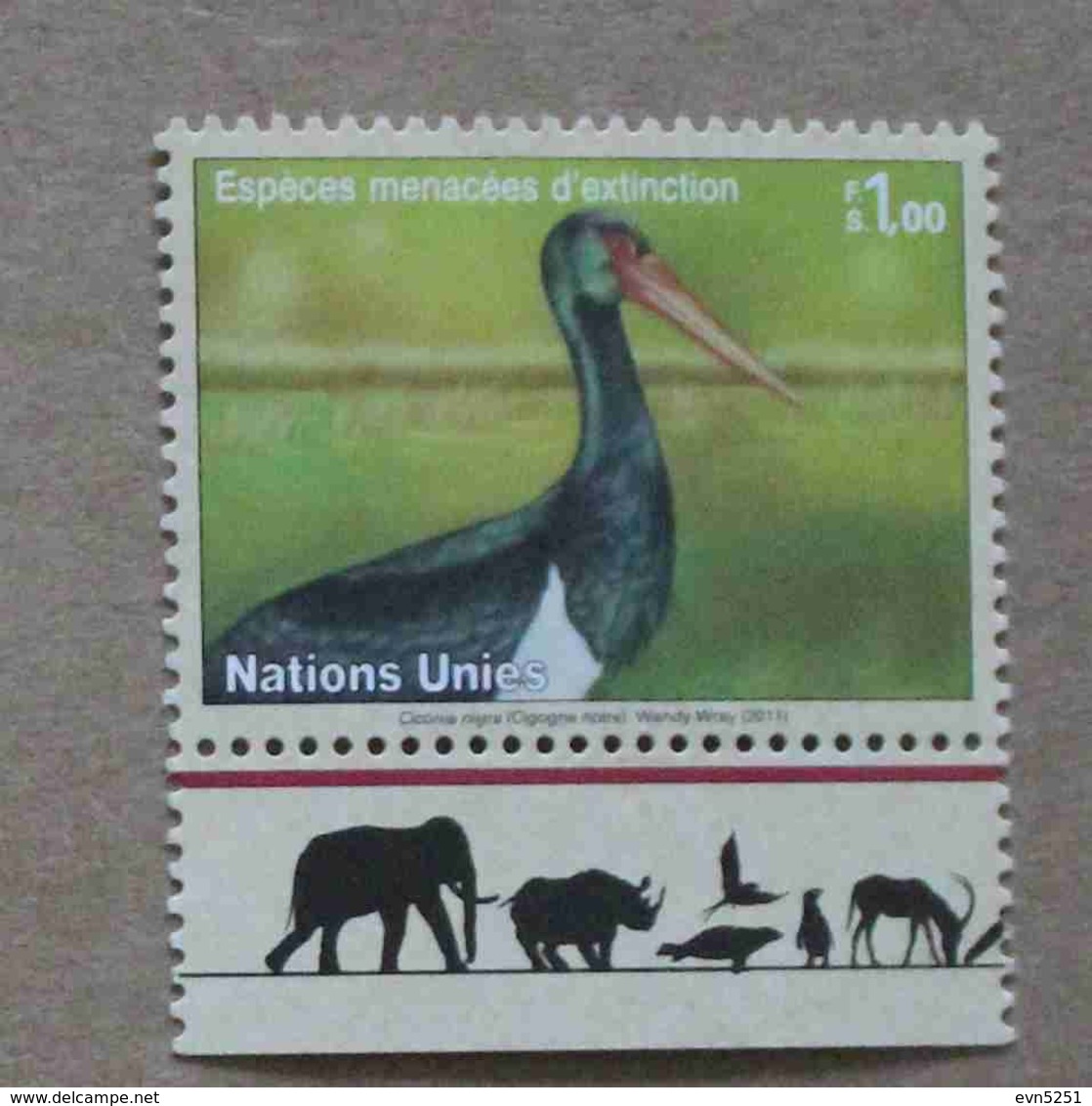 Ge11-01 : Nations-Unies (Genève) / Protection De La Nature - Cigogne Noire (Ciconia Nigra) - Neufs