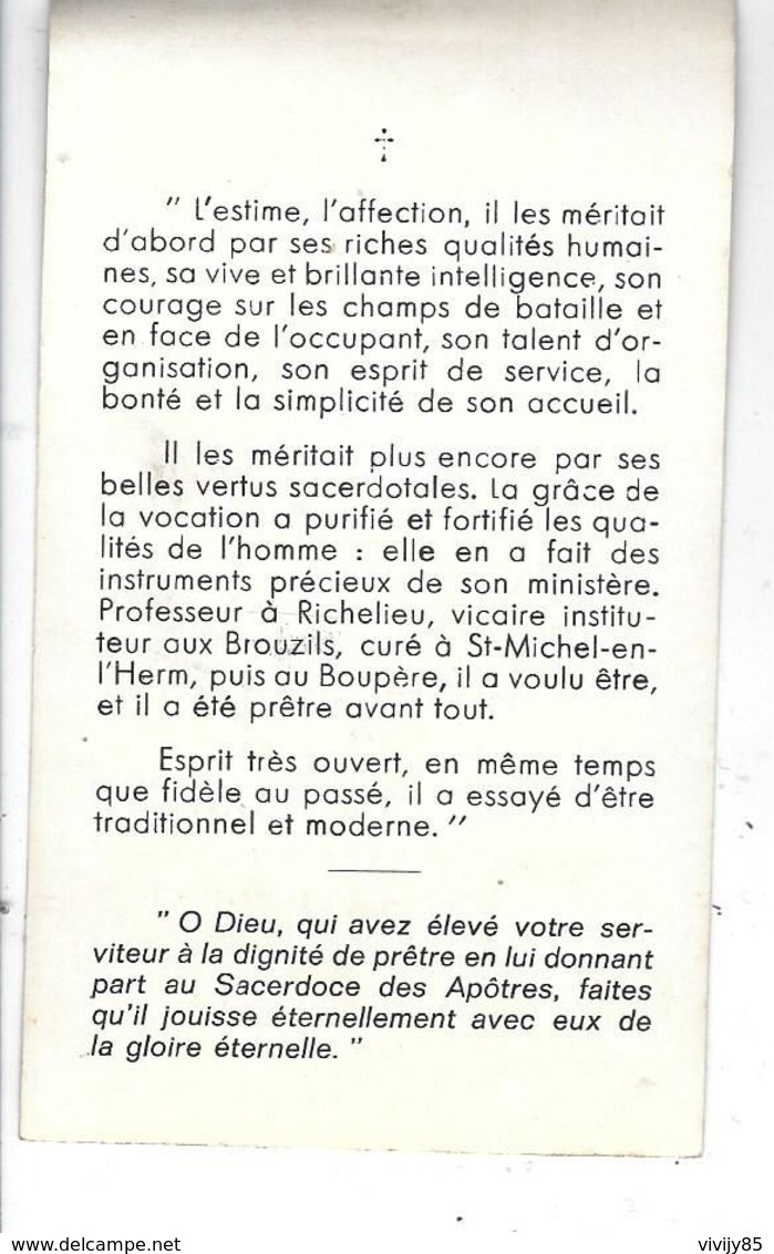 85 - LE BOUPERE - ( VENDEE ) - T.Beau Faire Part De Décès De M. L' Abbé Maurice Bretaudeau Chamoine Honoraire - Avvisi Di Necrologio