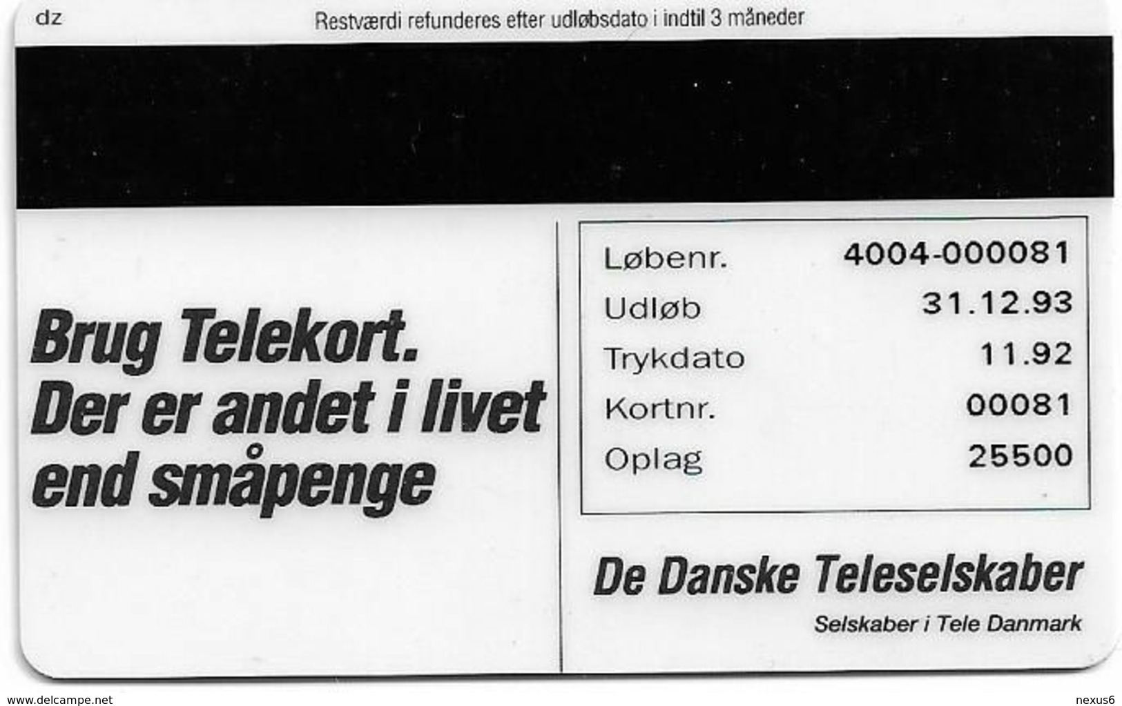 Denmark - TS - Chess Game A - H  Puzzle 1/2 - TDTS003 (CN. 4004), 11.1992, 20kr, 2.000ex, Used - Danemark