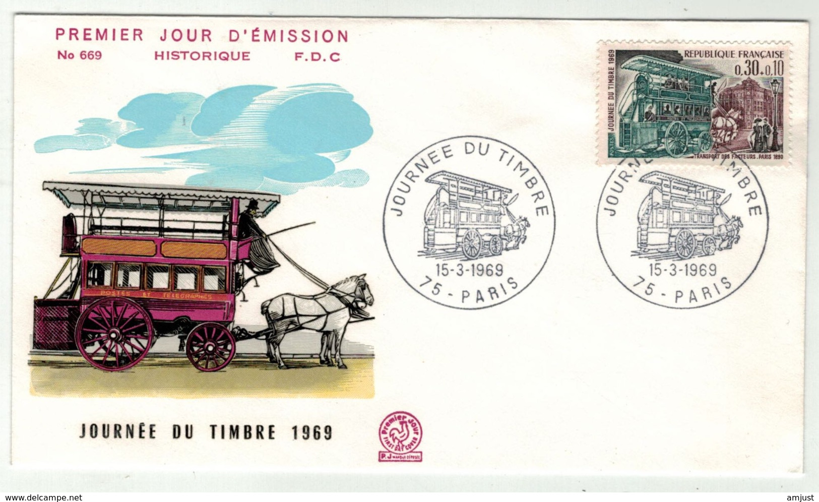 France // FDC // Journée Du Timbre 1969 Paris - Non Classés