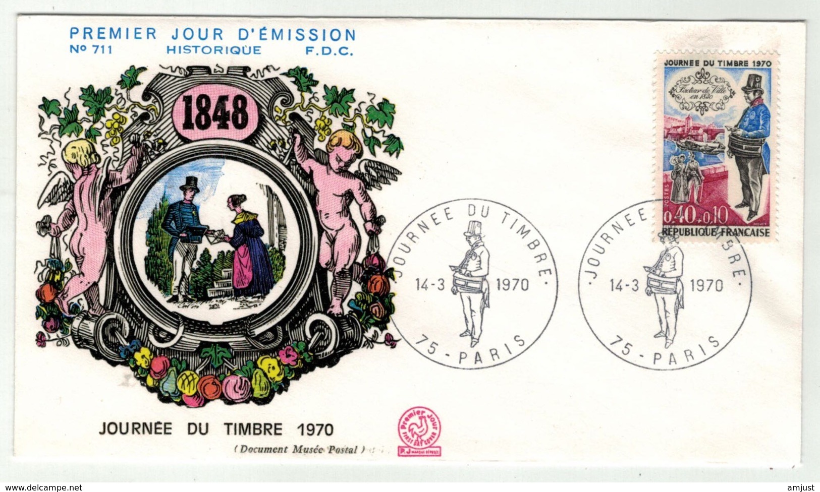 France // FDC // Journée Du Timbre 1970 Paris - 1970-1979