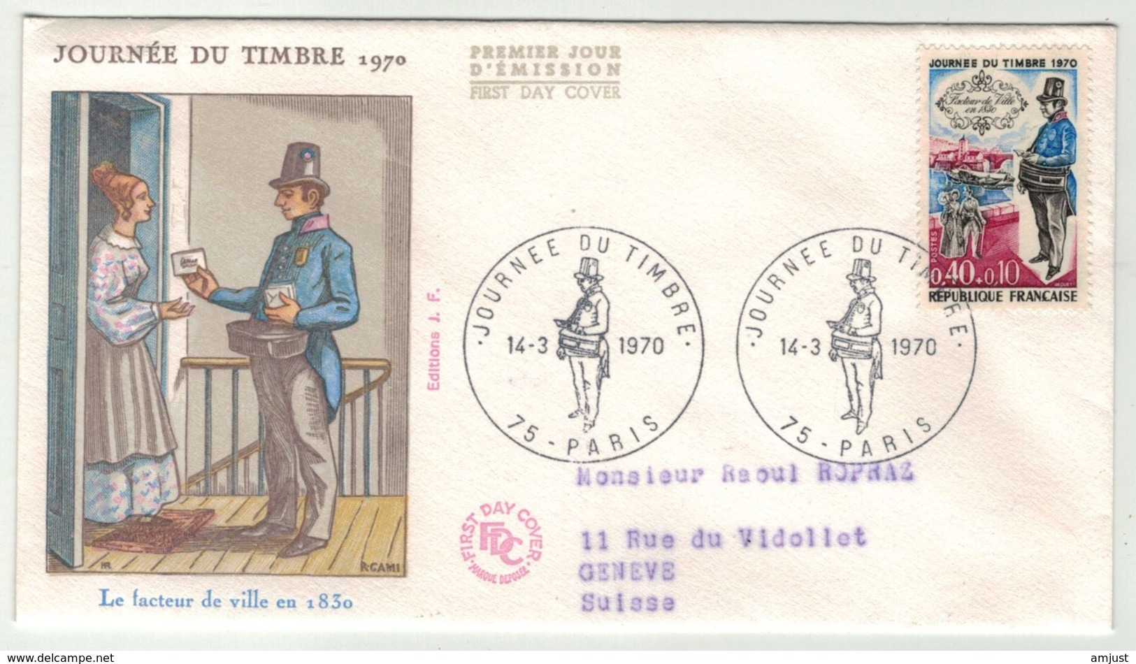 France // FDC // Journée Du Timbre 1970 Paris - Zonder Classificatie