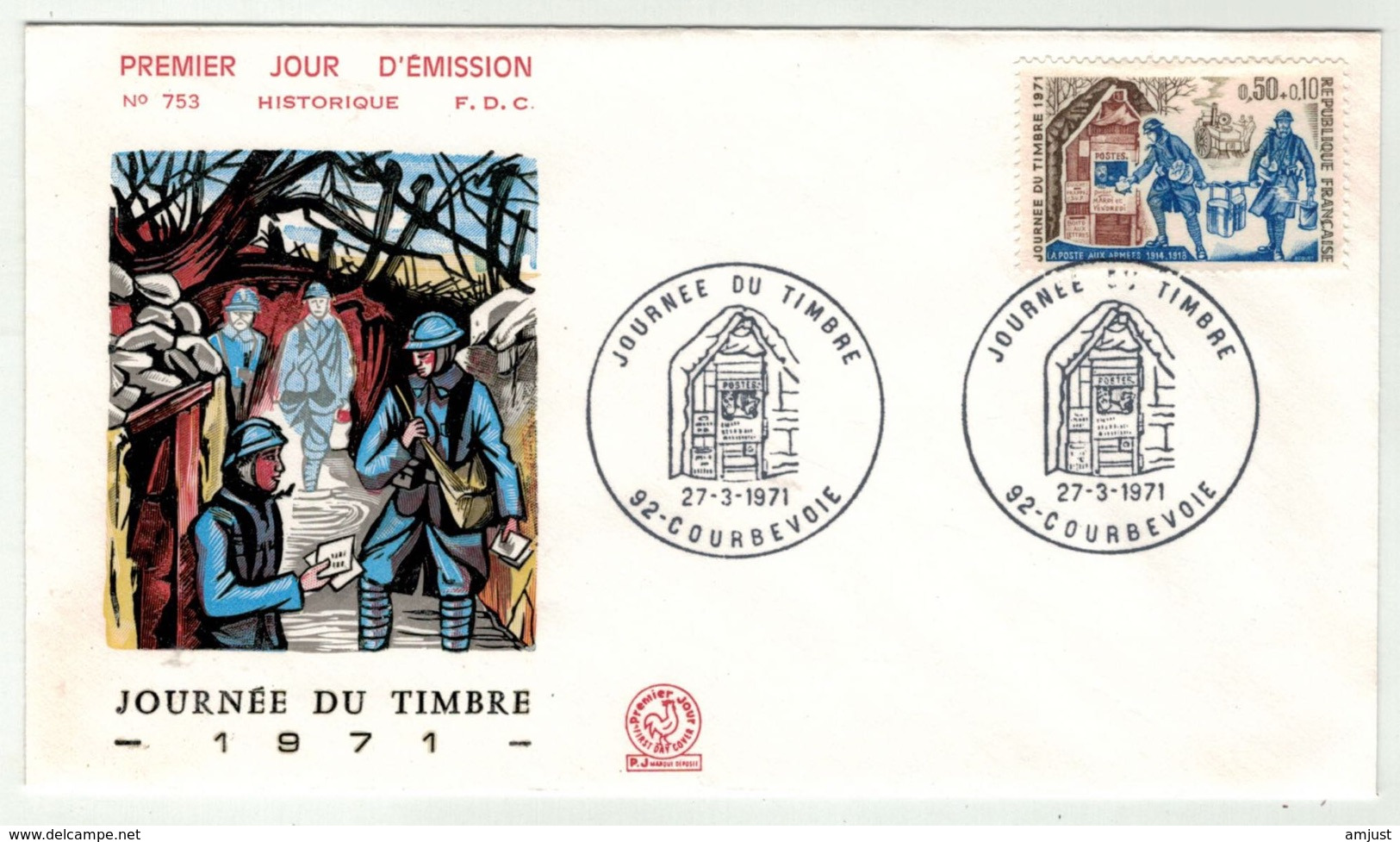France // FDC // Journée Du Timbre 1971 Courbevoie - Unclassified