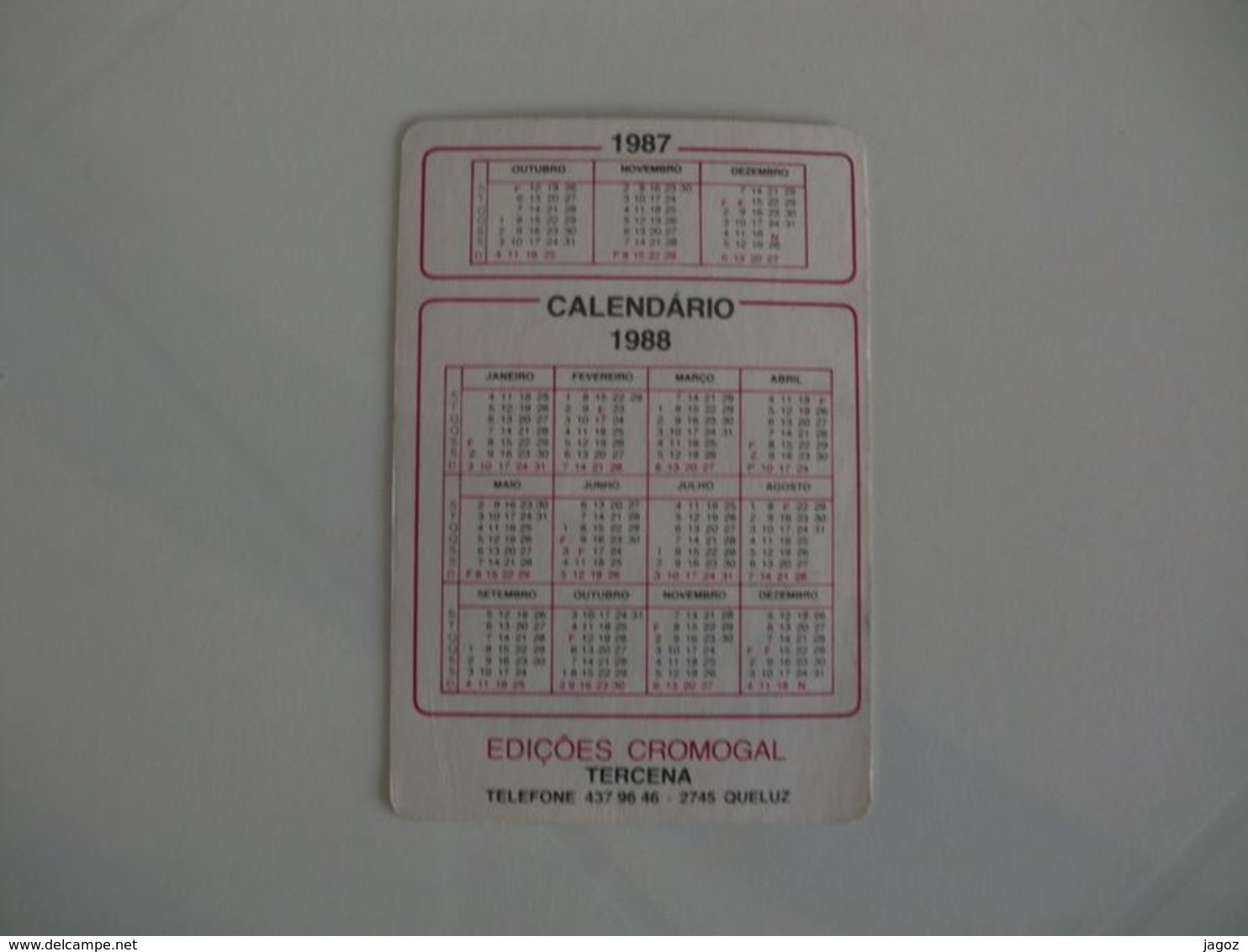 Brasão De Armas Das Ilhas Taipa E Coloane Macau Macao Portugal Portuguese Pocket Calendar 1987/1988 - Petit Format : 1981-90