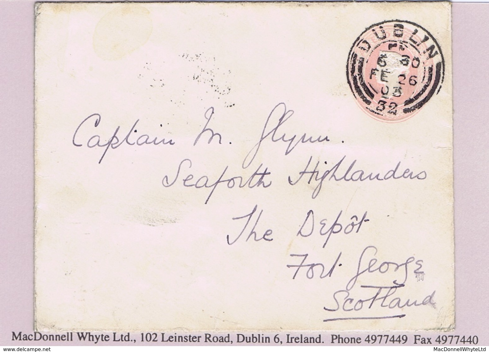 Ireland Dublin 1882 DUBLIN 186 Duplex And 1903 DUBLIN Code 32 Cds On QV 1d Pink Envelopes - Other & Unclassified