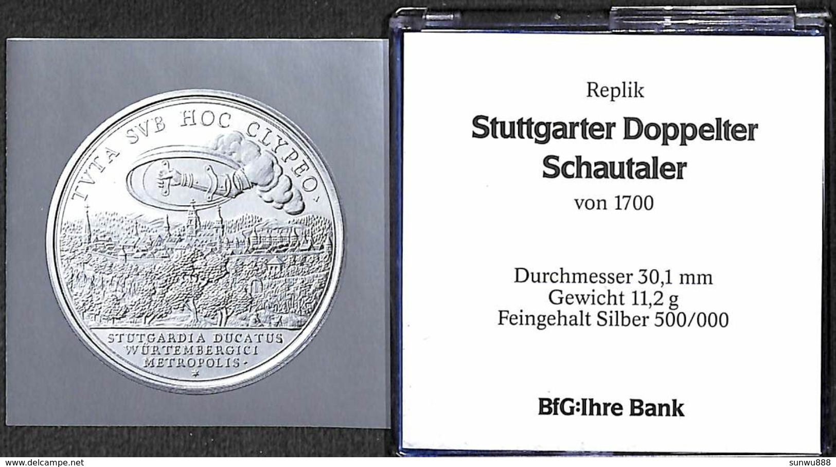 Replique Stuttgarter Doppelter Schautaler 1700 1989 (30,1 Mm, Argent Titre 500/1000 11,2 Gr) (10) - Sin Clasificación