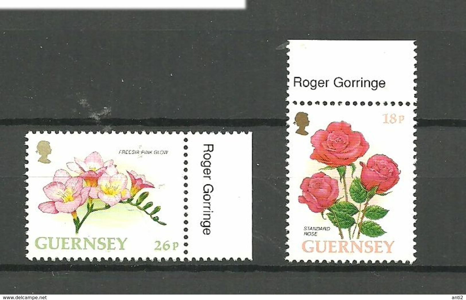 Guernsey 1997  Flowers, Rose, Freesie „Pink Glow“ Mi 727-728, MNH(**) - Guernesey