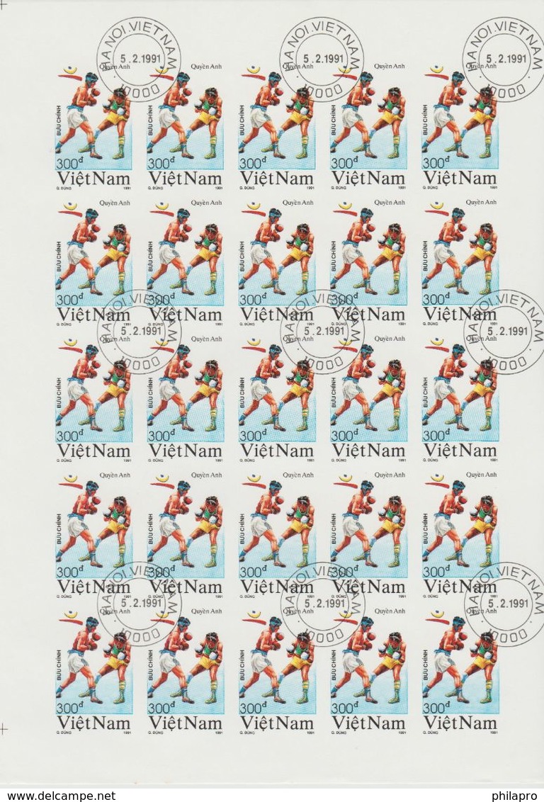 VIETNAM  FULL SHEET IMPERF.  BOXE  OLYMPIC  BARCELONE   - USED  VF  Réf  FS2a - Boxen